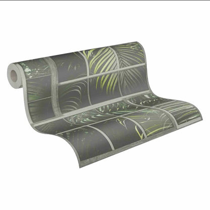AS Creation Tropical Jungle Palm Leaf Leaves Wallpaper Black Grey Green  37740-2