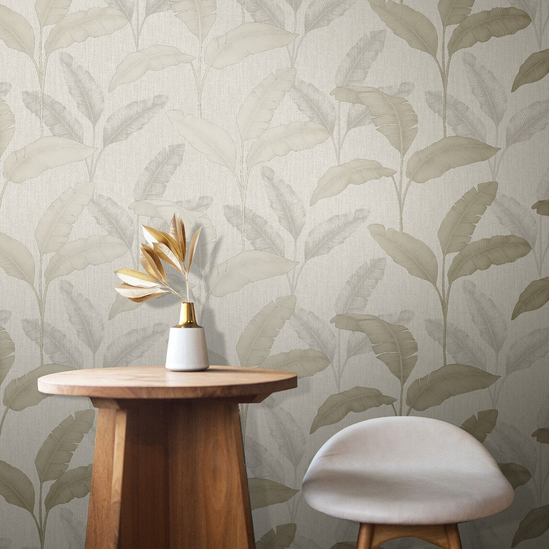 Amara Palm Leaf Beige/Gold  wallpaper Rasch 283470 Clearance