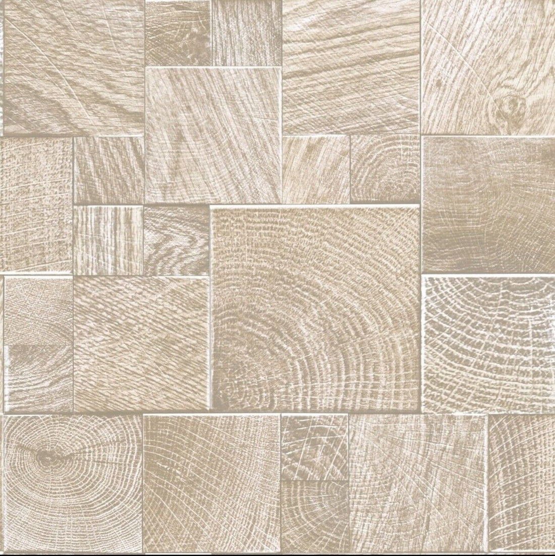 Half Price Rasch Wooden Block Wood Tiles Textured Vinyl Natural Wallpaper 532616
