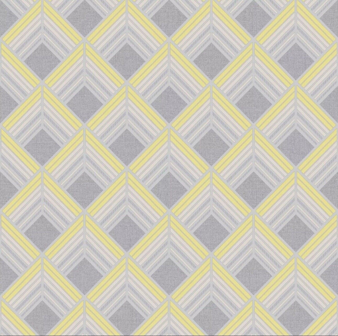 Graham & Brown Trifina Wallpaper 104138 – Yellow & Grey Geometric 3D Design, Super Fresco Vinyl Roll