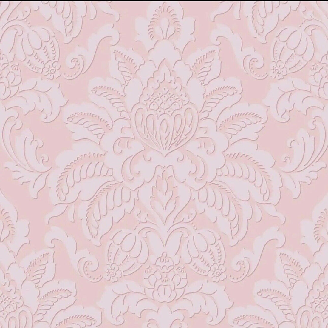 Arthouse Glistening Damask Wallpaper 903700 – Blush Pink Glitter Embossed Vinyl, 10m Roll