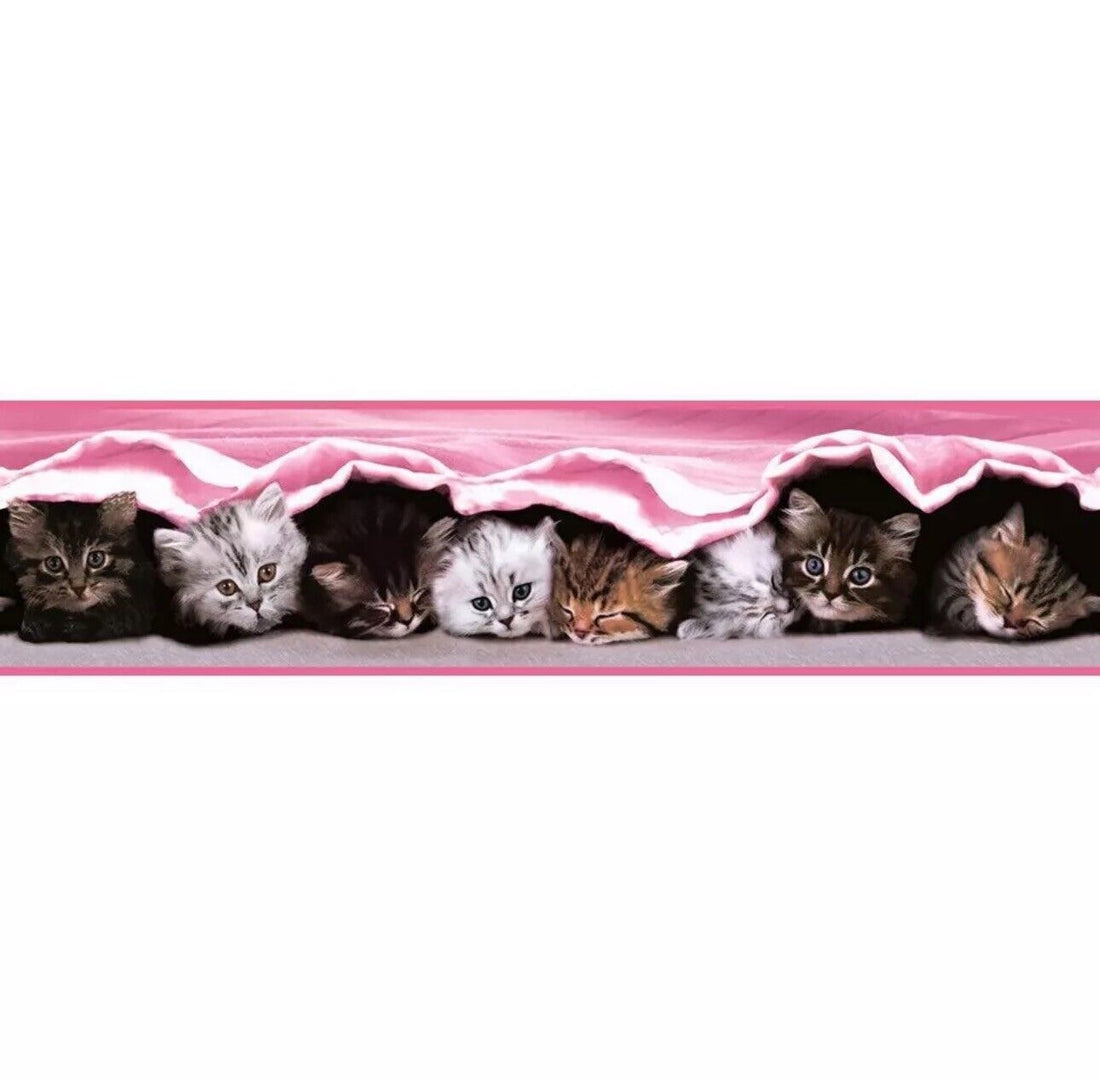 4 x Pink Kitten Cat Wallpaper Border for Girls – Holden Decor Job Lot