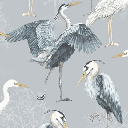 The Design Library Heron Crane Bird Blue Grey Wallpaper 283944 Clearance