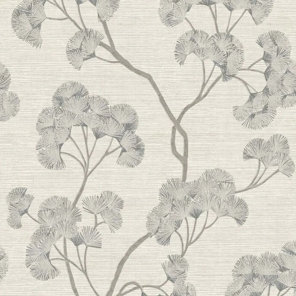 Rasch Elegant Homes Gingko Wallpaper – Textured Grey Botanical Leaf | 316025