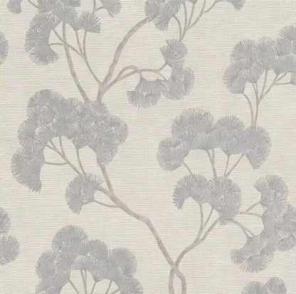 Rasch Elegant Homes Gingko Wallpaper – Textured Grey Botanical Leaf | 316025