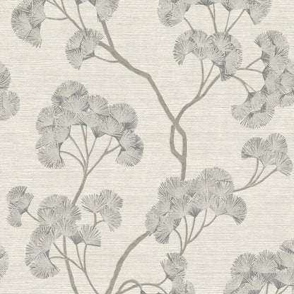 Rasch Elegant Homes Gingko Wallpaper – Textured Grey Botanical Leaf | 316025