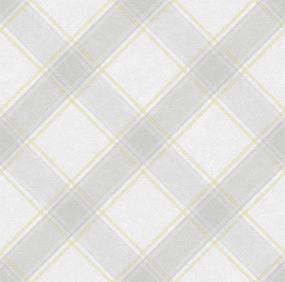 Check Tartan Wallpaper Checked Plaid Chequered Grey Yellow Holden Decor 90741..