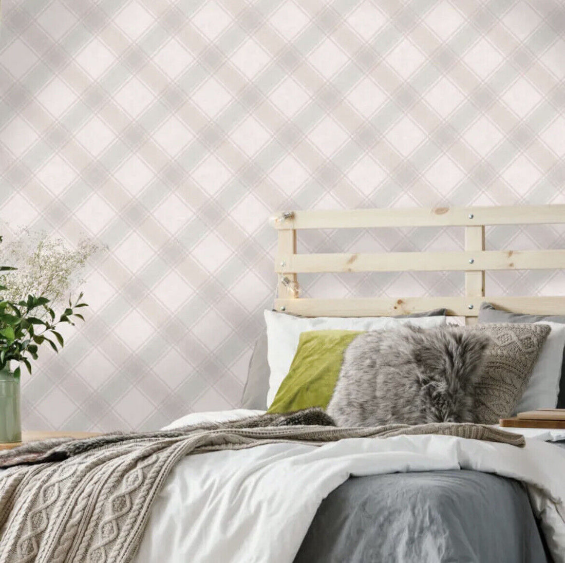 Holden Decor Aidan Check Tartan Pink Wallpaper -90742 Clearance Price…