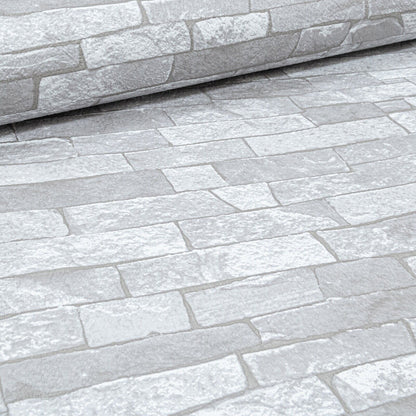 Rustic Brick 3D Effect White Light Medium Grey Textured Feature Wallpaper 05546-20