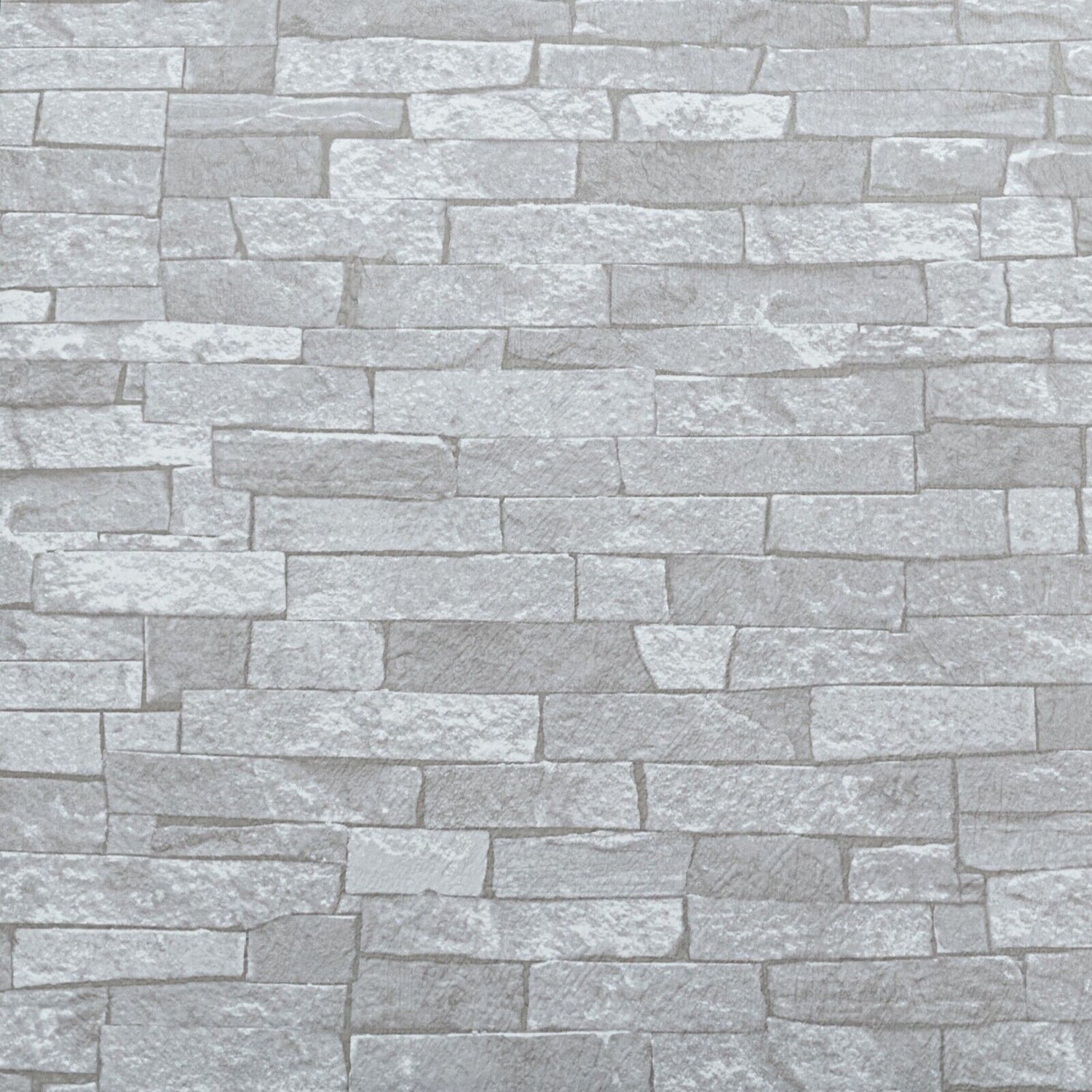 Rustic Brick 3D Effect White Light Medium Grey Textured Feature Wallpaper 05546-20