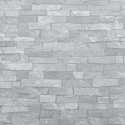 Rustic Brick 3D Effect White Light Medium Grey Textured Feature Wallpaper 05546-20