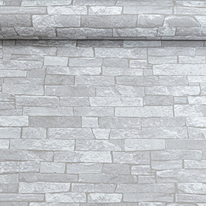 Rustic Brick 3D Effect White Light Medium Grey Textured Feature Wallpaper 05546-20