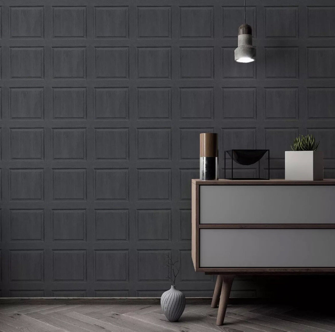 Artistick Washed Panel Charcoal Peel And stick Wallpaper  300226 (Half price)