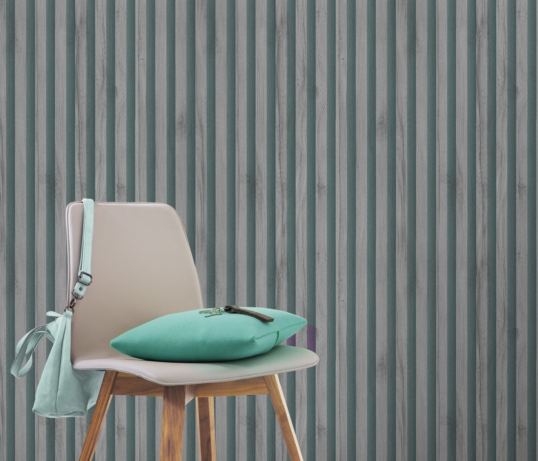 Erismann Non-woven Wooden Panels Green Grey Wood Look Wallpaper  10295-47