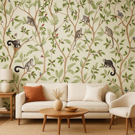 Arthouse Tropical Monkey Wallpaper Frogs Floral Tree Nature Jungle 925006