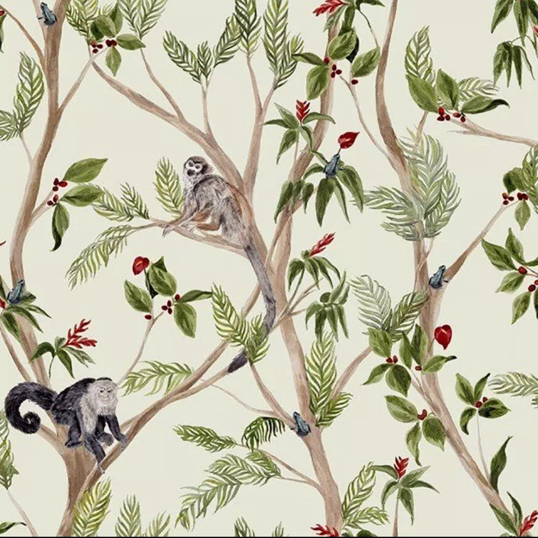 Arthouse Tropical Monkey Wallpaper Frogs Floral Tree Nature Jungle 925006