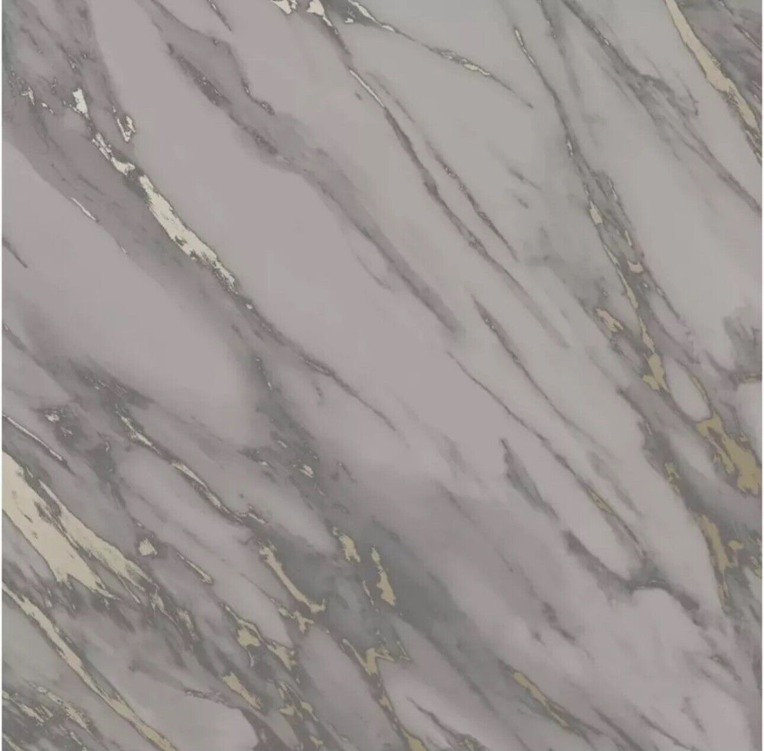 Rasch Realistic Marble Print Modern Contemporary Metallic Grey Wallpaper 284361
