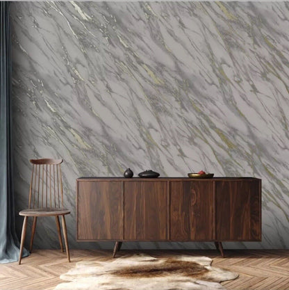 Rasch Realistic Marble Print Modern Contemporary Metallic Grey Wallpaper 284361