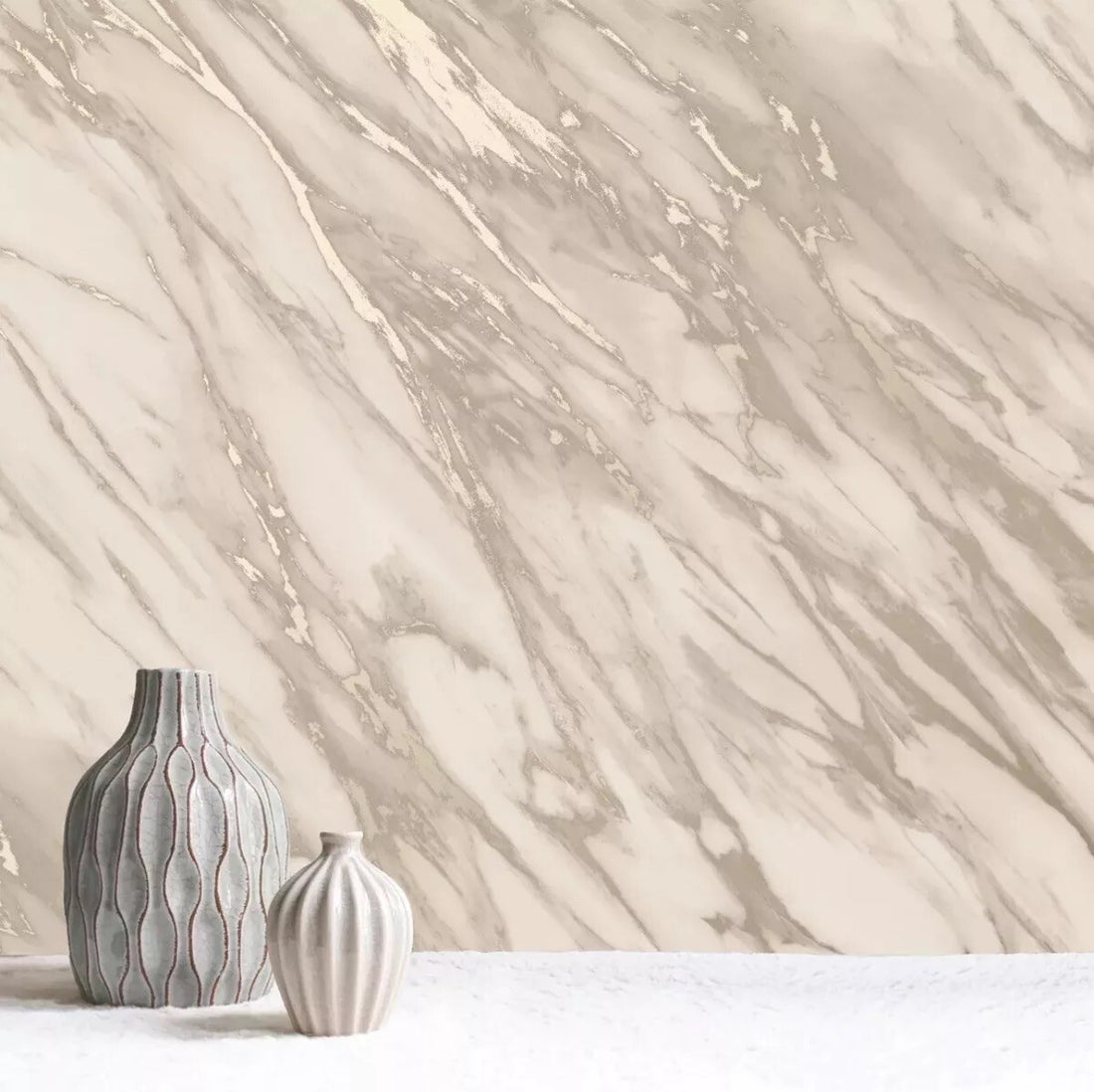 REALISTIC MARBLE EFFECT METALLIC SHIMMER SMOOTH FEATURE WALL NATURAL WALLPAPER